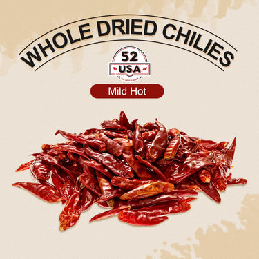 52USA Szechuan Red Dried Chilis, Whole Chili, Mild Spicy Chinese Chili 4 Oz (Mild Hot)
